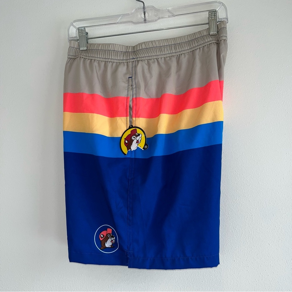 Buc-ees Classic Swim Trunks NWT Men’s Multi Stripe Pockets Drawstring Size 2XL - Picture 3 of 5